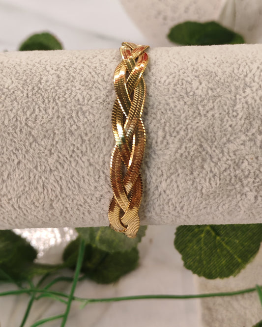 Gold Triple Intertwined Layers Bracelet