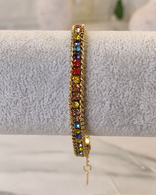 Gold Bracelet with Colorful Gems