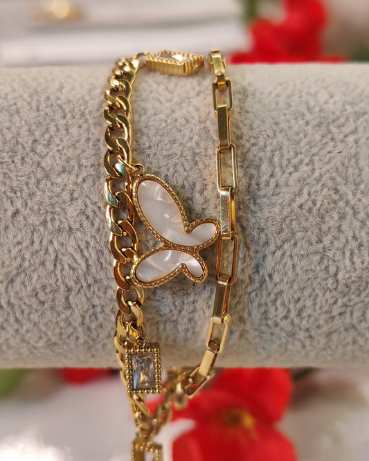 Gold Double-Layer Butterfly Bracelet