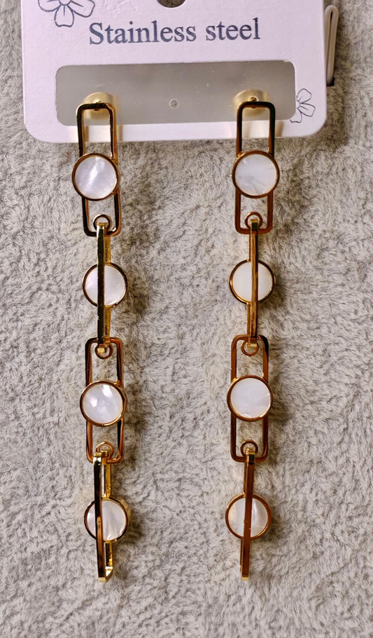 Long white chain earrings