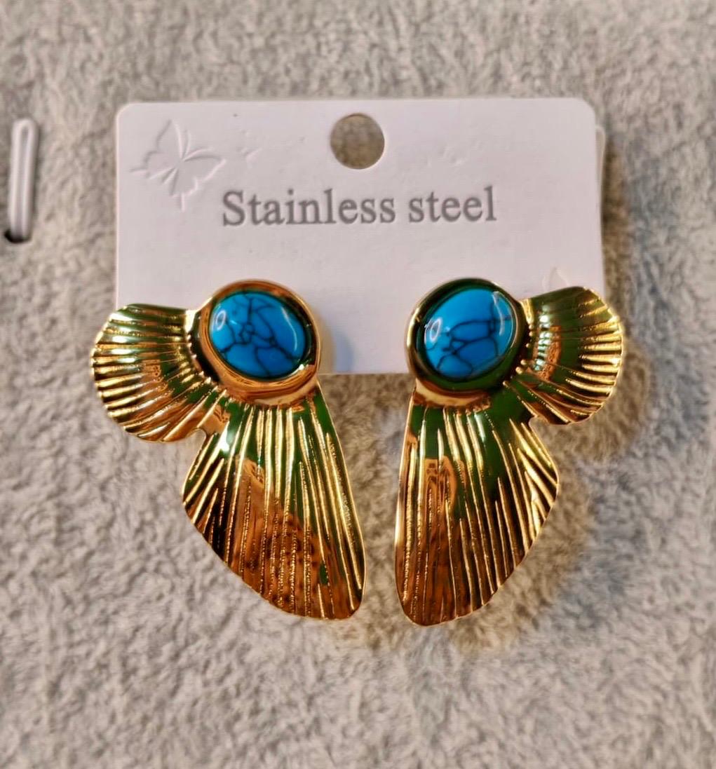 Turquoise stone butterfly wing earrings