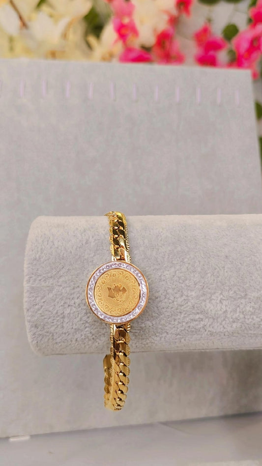 Coin Bracelet with Diamond-Like Stones