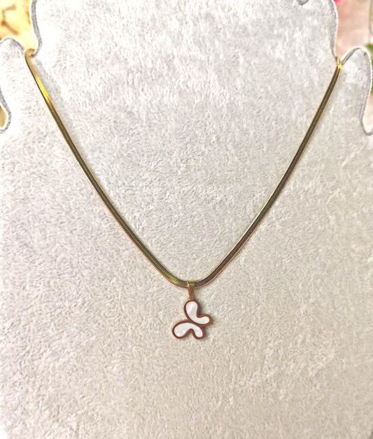 Simple White Butterfly Stone Necklace