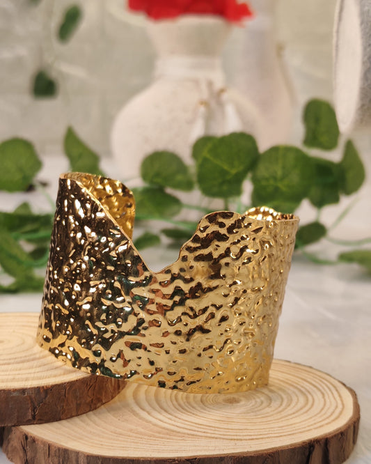 Wide Adjustable Gold Bangle