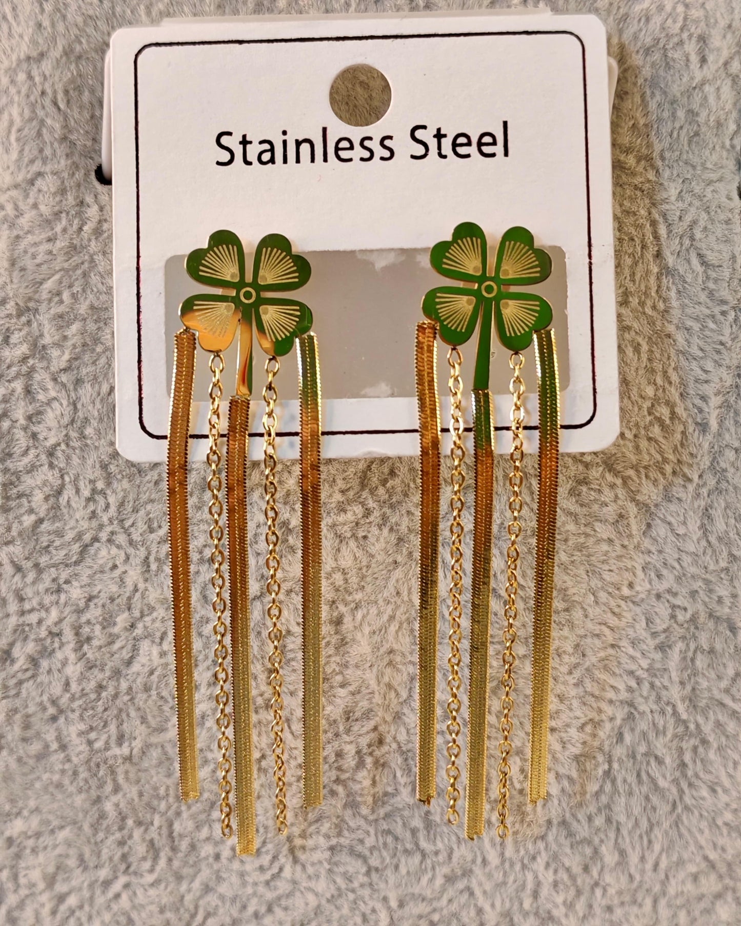 Flower earrings with long dangling charms