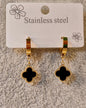 Black flower pendant earrings
