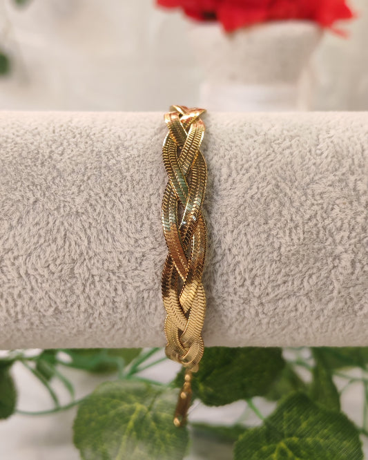 Gold Triple Intertwined Layers Bracelet