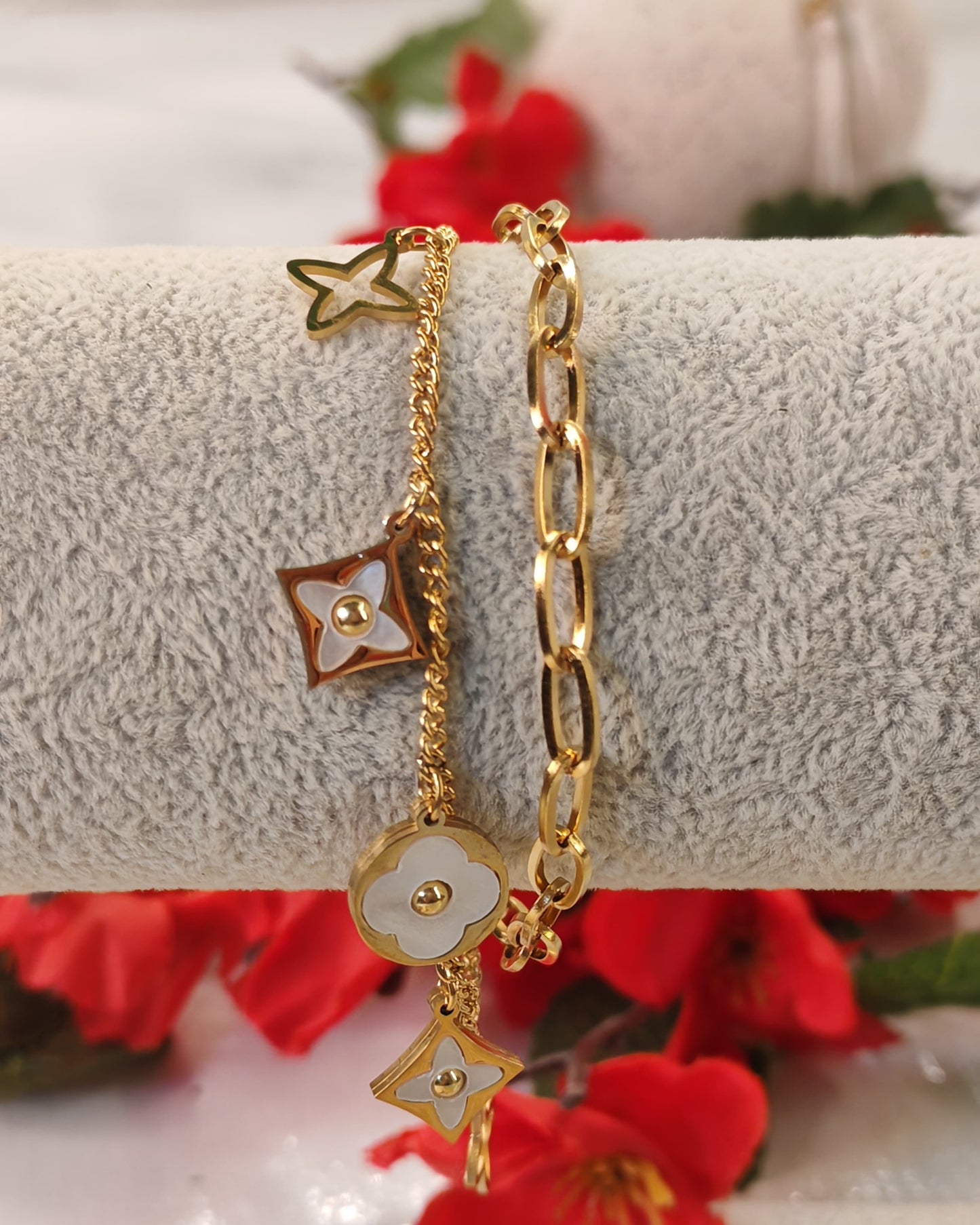 Gold Double-Layer Bracelet with Stunning Charms