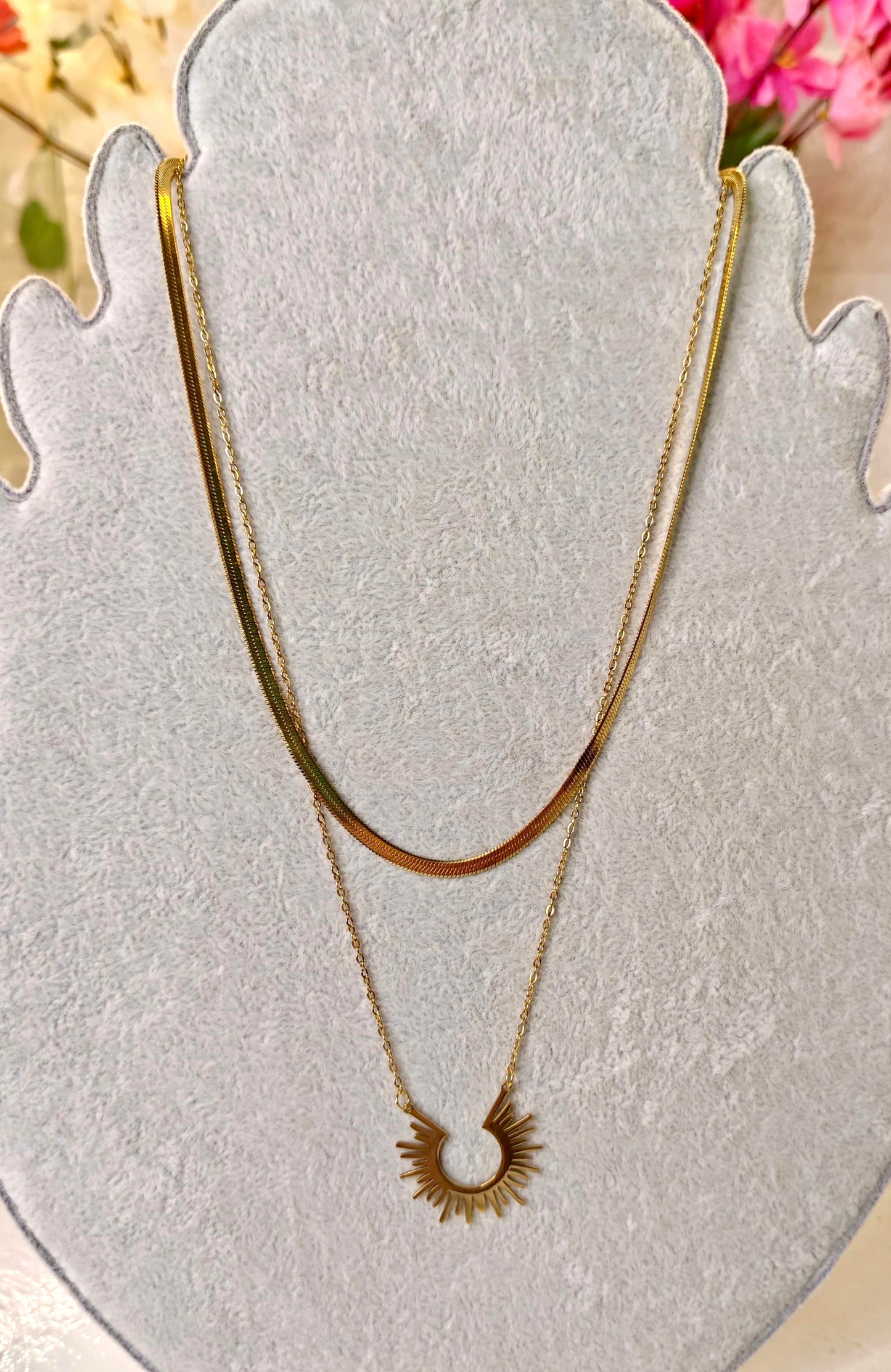 Double Layer Sunburst Necklace