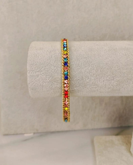 Gold Bracelet with Colorful Gems