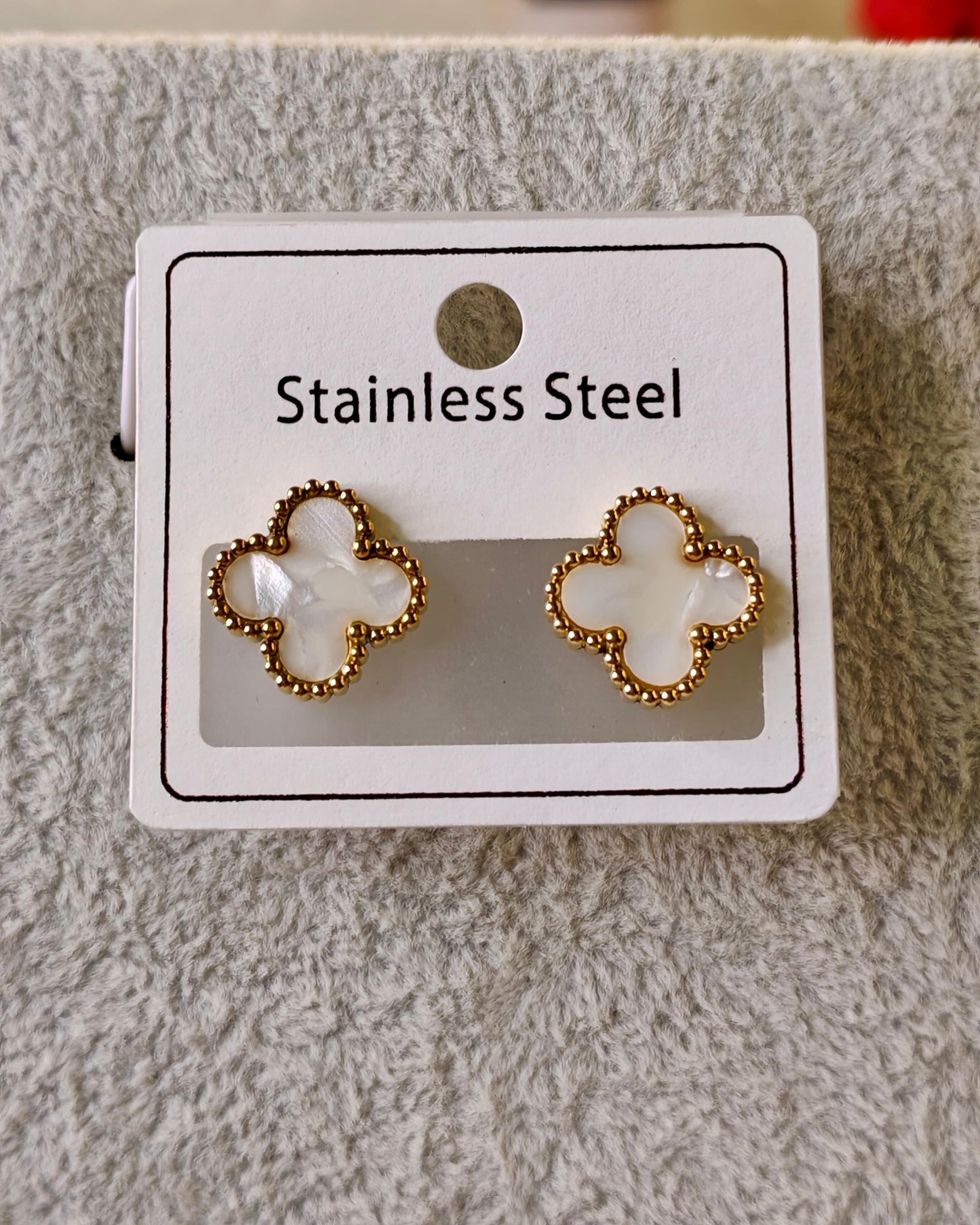 white stone rose earrings