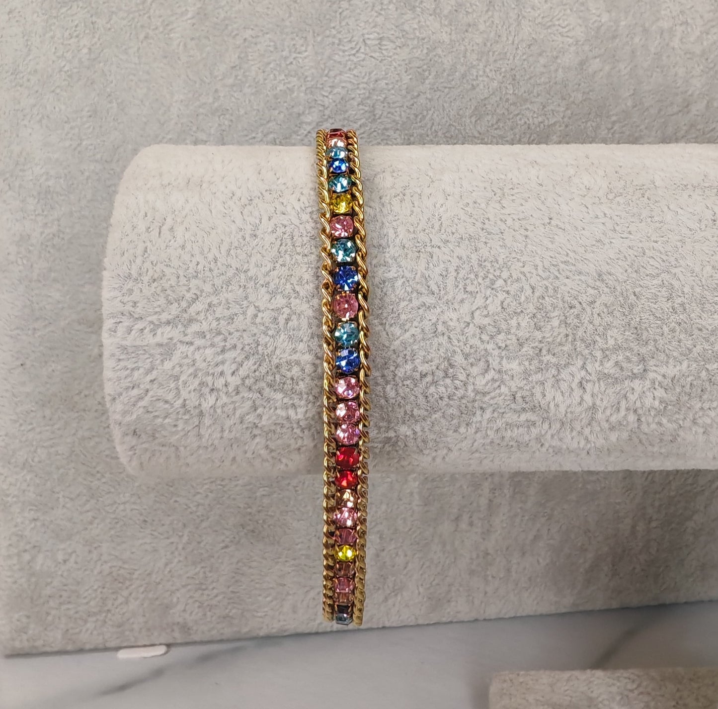 Gold Bracelet with Colorful Gems