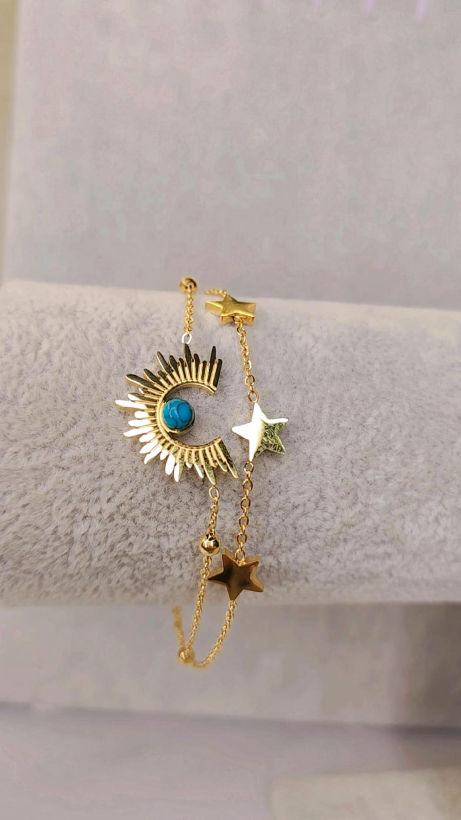 Gold Double-Layer Sun and Stars Bracelet