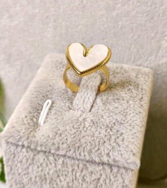 White Heart Statement Ring