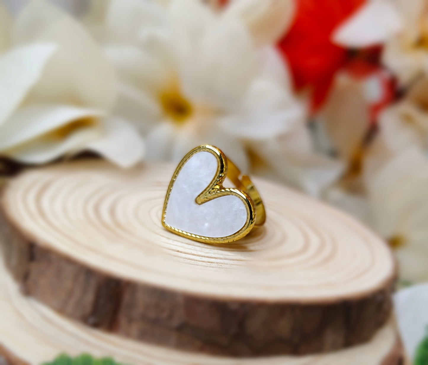 White Heart Statement Ring