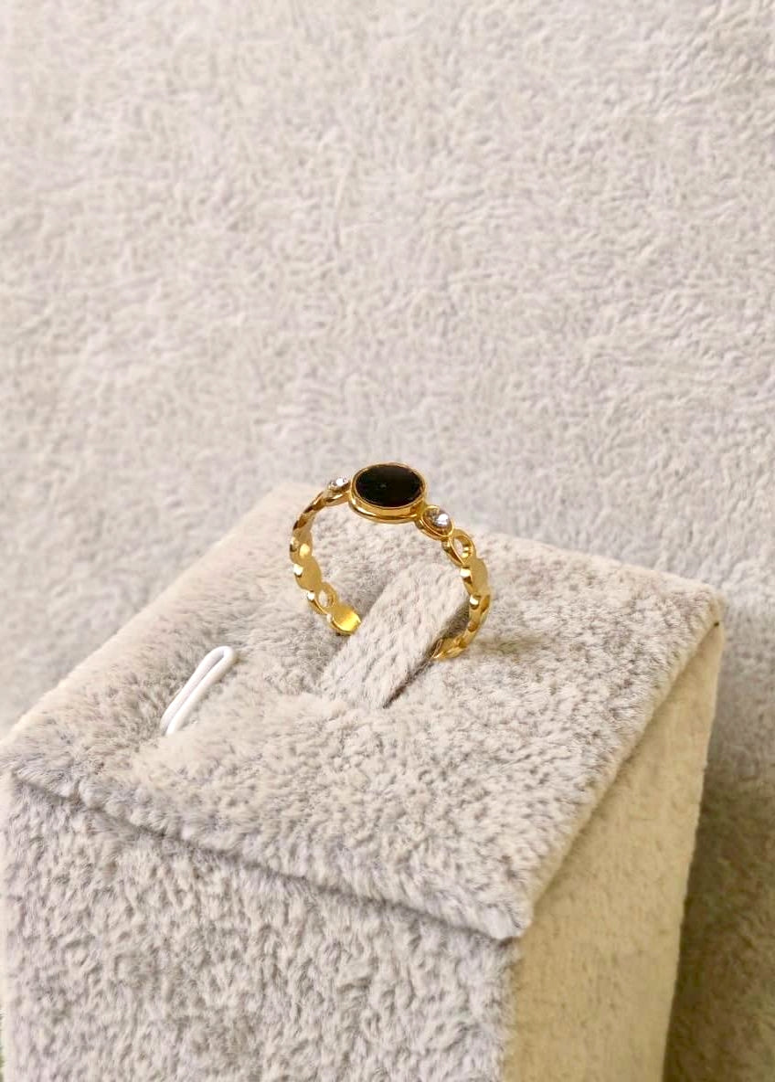 Simple Black Stone Ring